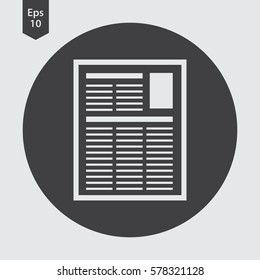 Newspapers Template In Circle. Simple Flat Icon Of Layout. Symbol Of Paper Page. Sign Of Newspapers Sheet. Vector Illustration