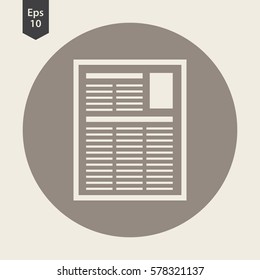 Newspapers Template In Circle. Simple Flat Icon Of Layout. Symbol Of Paper Page. Sign Of Newspapers Sheet. Vector Illustration