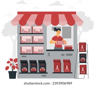 Newsstand selling newspapers and magazines illustration vector