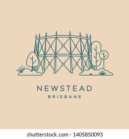 Newstead Brisbane Thin Line Icon Showing The Gasworks Gasometer And Surrounding Trees