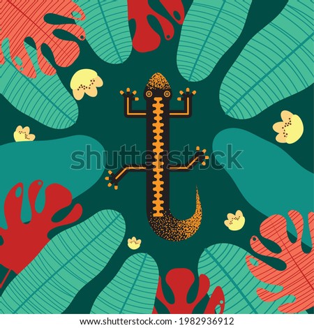newt amphibian and leafs character