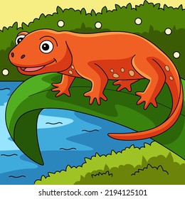 Newt Animal Colored Cartoon Illustration