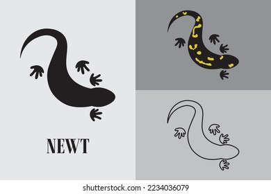 Newt Animal Silhouette Logo Design.