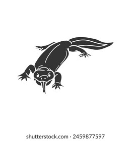 Newt Icon Silhouette Illustration. Amphibian Vector Graphic Pictogram Symbol Clip Art. Doodle Sketch Black Sign.