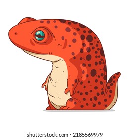 Ein Newt, einzelne Vektorgrafik. Cute Cartoon Bild eines glänzenden Salamander. Ein Meereskreaturaufkleber. Einfache Zeichnung für Kinder eines schönen Amphibien auf weißem Hintergrund. Ein Wassertier