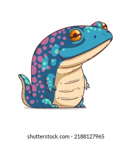 A Newt, isolated vector illustration. Cute cartoon picture of a sparkling salamander. A sea creature sticker. Simple drawing for kids of a beautiful amphibian on white background. An aquatic animal