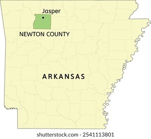 Newton County and city of Jasper location on Arkansas state map