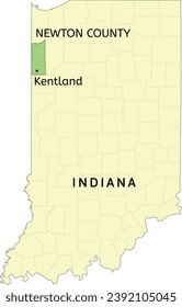 Newton County and town of Kentland location on Indiana state map