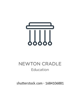 Newton cradle icon. Thin linear newton cradle outline icon isolated on white background from education collection. Line vector sign, symbol for web and mobile