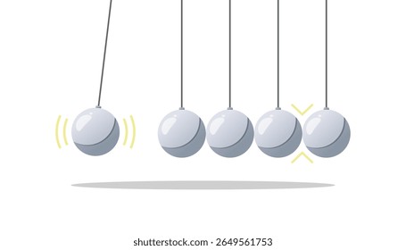 Newton cradle pendulum balls vector isolated on white background.