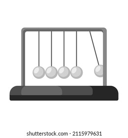Newton cradle pendulum with flat round style isolated on white background