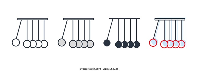 Newton cradle, pendulum icon logo vector illustration. kinetics symbol template for graphic and web design collection