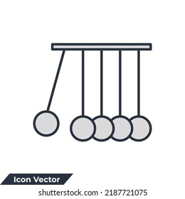 Newton cradle, pendulum icon logo vector illustration. kinetics symbol template for graphic and web design collection