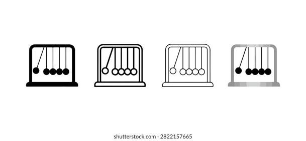 Newton cradle pendulums swinging balls physics demonstration device educational tool for science and mechanics four different styles