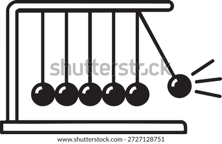 Newton Cradle Physics Motion Line Icon Vector Illustration
