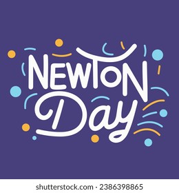 Newton Day text banner. Handwriting text Newton Day. Square holiday banner. Hand drawn vector art. 
