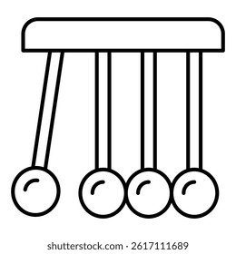 Newton metal balls pendulum thin line icon, office concept. Vector graphics. Clock tick, ball stand clink sign on white background, linear style for mobile or design