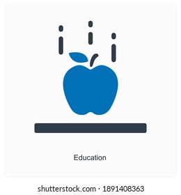 Newton's Apple Falling, Education and teaching material icon concept