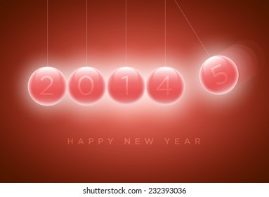 Newtons cradle balls replaced with 4 to 5 (2014 to 2015). New year greeting card design. Elements are layered separately in vector file.