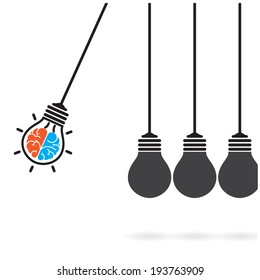 Newton's cradle concept on background,creative light bulb Idea concept,business idea ,abstract background.vector illustration 