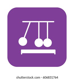 Newton's cradle flat icon, filled vector sign, colorful pictogram on rounded square button isolated on white. Executive ball clicker symbol, logo illustration. Flat design, pixel perfect