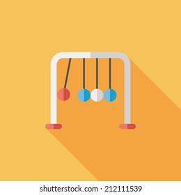 Newton's Cradle flat icon with long shadow,eps10