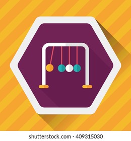 Newton's Cradle flat icon with long shadow,eps10