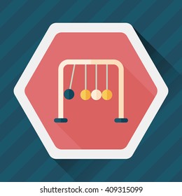 Newton's Cradle flat icon with long shadow,eps10
