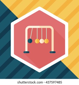 Newton's Cradle flat icon with long shadow,eps10