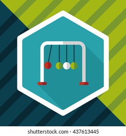 Newton's Cradle flat icon with long shadow,eps10