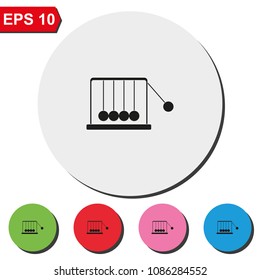 Newton's cradle flat round colorful vector icon.