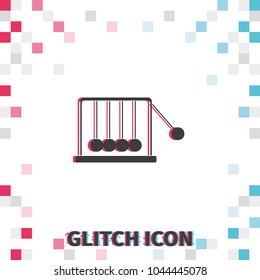 Newton's cradle  glitch effect vector icon.
