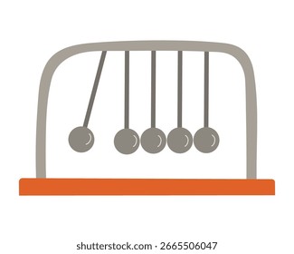 Ilustración vectorial de estilo plano dibujada a mano de la cuna de Newton. Elemento del tema de regreso a la escuela. Física y dinámica de la ciencia