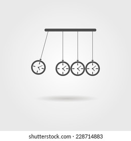 Newton's Cradle Icon, Concept Of Procrastination. Vector Illustration