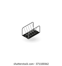 Newton's cradle isometric icon.