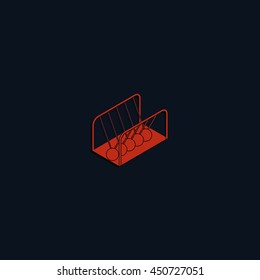 Newton's cradle isometric icon.