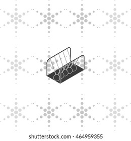 Newton's cradle isometric icon.