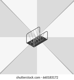 Newton's cradle isometric icon.