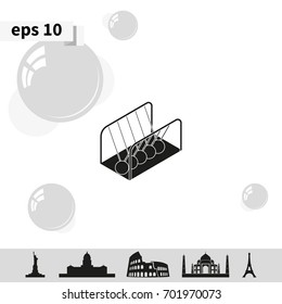Newton's cradle isometric icon.