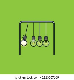 Newton's cradle, an LED bulb swinging against classic light bulbs vector illustration for Cut Your Energy Costs Day on january 10