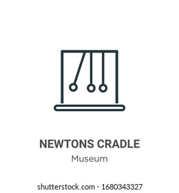 Icono vectorial de contorno de cuna de Newtons. Icono de cuna de neonatos en línea delgada, ilustración de elemento simple vector plano del concepto de museo editable trazo aislado en fondo blanco