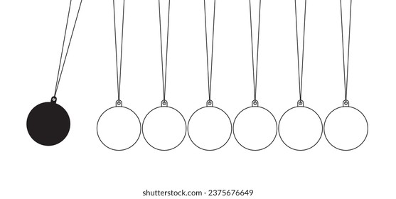Newton's cradle, pendulum with swinging spheres or ball. Business, leadership, teamwork or communication concept. Hanging balancing balls of newtons cradle science. Balance, Hypnosis, newtons cradle.