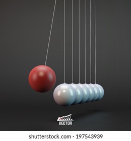 Newtons Cradle Vector Illustration. Business 3D Concept.