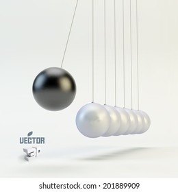 Newtons Cradle Vector Illustration. Business 3D Concept.