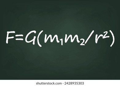 Newton's Law of Universal Gravitation Formula on Chalkboard, Gravitational force equation