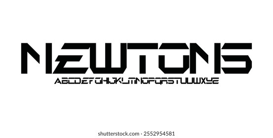 Newtons, Modern minimal abstract alphabet fonts. Typography technology, electronic, movie, digital, music, future, logo creative font.