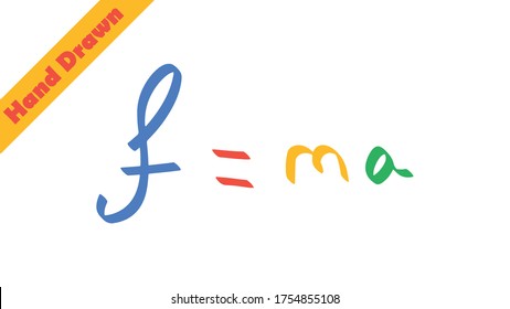 Newton's second law of motion describes the relationship between an object's mass and the amount of force needed to accelerate it.
F=ma or Newtons 2nd law vector illustration.