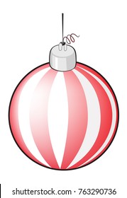 New-year Christmas tree red ball. Isolated color image on white background.