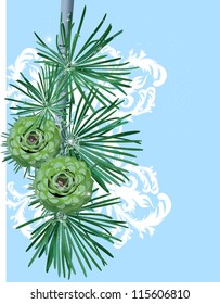 new-year greeting-card with a spruce branch
