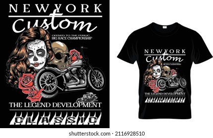 Newyork custom,the legend development classic-Motorcycle t-shirt design.